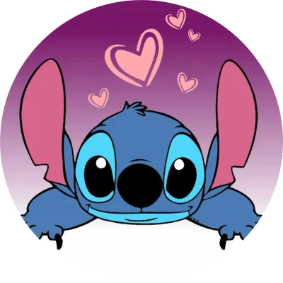 Lilo a Stitch – usměvavý Stitch na fialovém pozadí – jedlý papír na dort