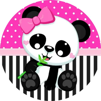 Panda – s mašlí, bambusem a proužky – jedlý papír na dort
