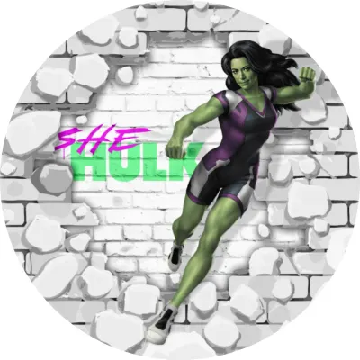 She Hulk – prorážející cihlovou zeď – jedlý papír na dort