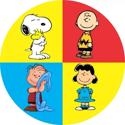 Snoopy – Charlie Brown a přátelé ve 4 polích – jedlý papír na dort