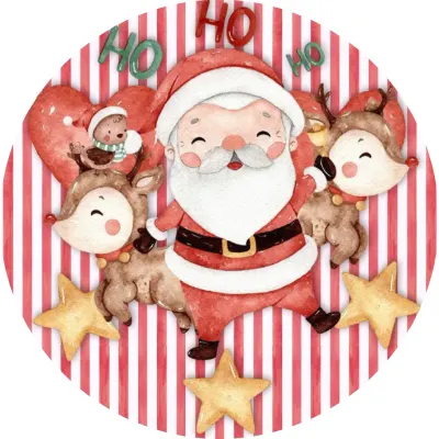 Vánoce – Santa, sobi a pruhy HO HO HO – jedlý papír na dort