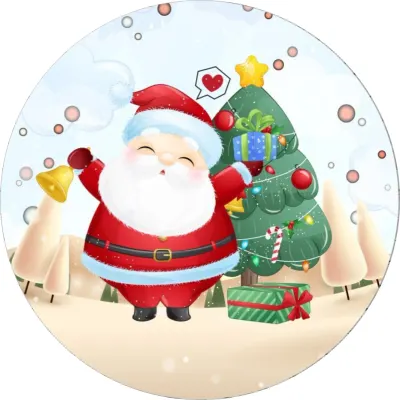Vánoce – Santa se zvonkem a stromečkem – jedlý papír na dort