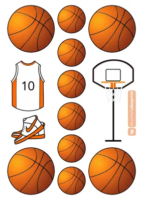 Basketbal – obdélníkový jedlý papír na dort