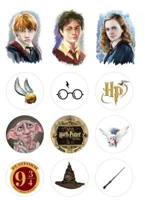 Harry Potter – akvarelové portréty a medailony – obdélníkový jedlý papír na dort