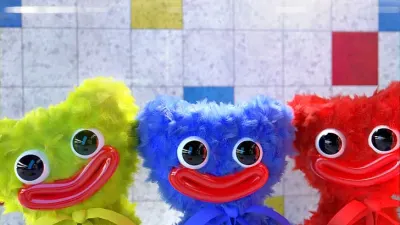 Huggy Wuggy – trojice zelené, modré a červené – obdélníkový jedlý papír na dort