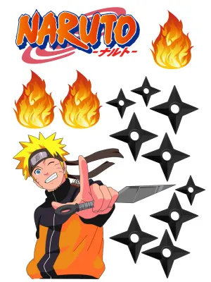 Naruto – mrkající s kunaiem a logem – obdélníkový jedlý papír na dort