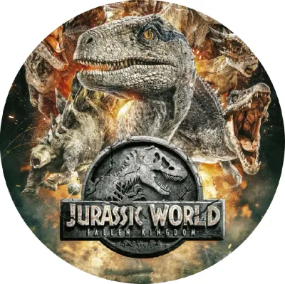 Dinosaur – Velociraptor a plameny v dýmu – jedlý papír na dort