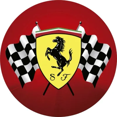 Ferrari – znak SF se zkříženými vlajkami – jedlý papír na dort