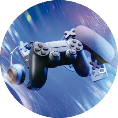 Gamer – 3D ovladač, sluchátka a konzole – jedlý papír na dort