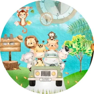 Safari – mláďata v terénním autě – jedlý papír na dort