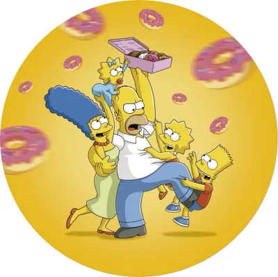 Simpsonovi – bitva o donuty na žlutém pozadí – jedlý papír na dort