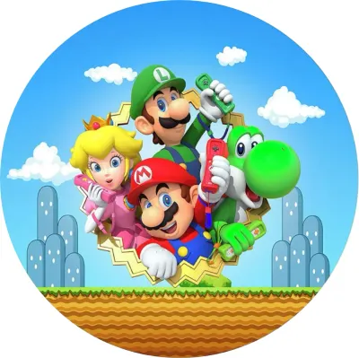 Super Mario – hrdinové s herními ovladači – jedlý papír na dort