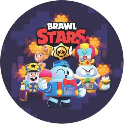 Brawl Stars – robot Lou se zmrzlinou a hrdinové – jedlý papír na dort