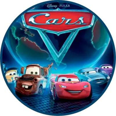 Cars – McQueen, Finn a zeměkoule – jedlý papír na dort