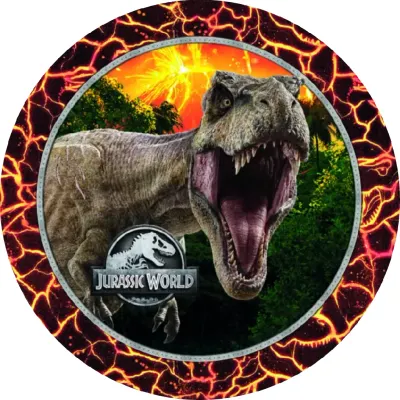 Dinosaurus – Jurassic World T-Rex a sopka – jedlý papír na dort