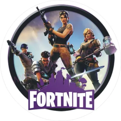 Fortnite – Čtveřice hrdinů a silueta města – jedlý papír na dort