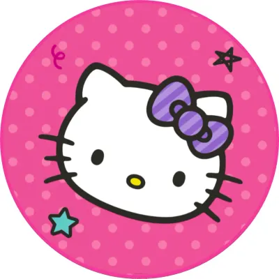 Hello Kitty – fialová mašle a konfety – jedlý papír na dort