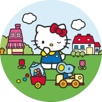 Hello Kitty – v lacláčích s myškou v autíčku – jedlý papír na dort