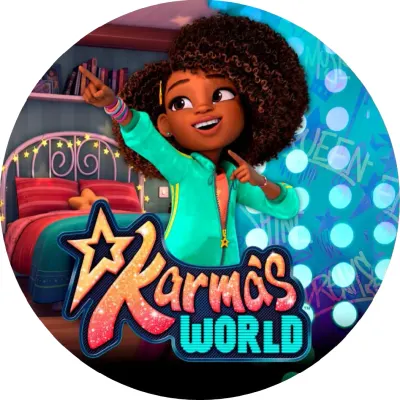 Karmas World – Karma v pokoji s nápisem – jedlý papír na dort