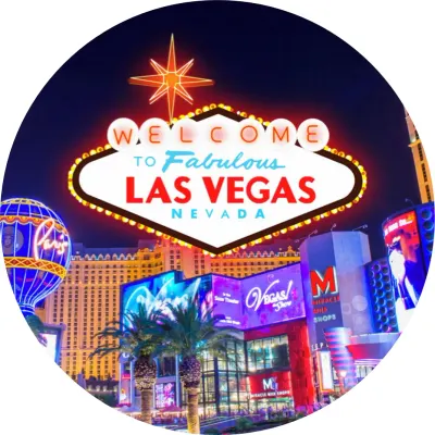 Las Vegas – uvítací cedule, palmy a kasina – jedlý papír na dort