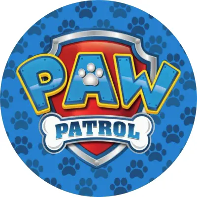 Paw Patrol – velké logo na modrém pozadí – jedlý papír na dort