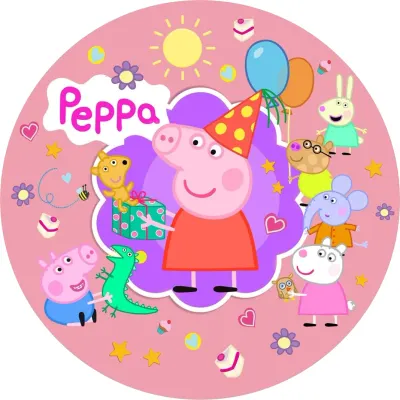 Prasátko Peppa – oslava s kamarády a dárkem – jedlý papír na dort