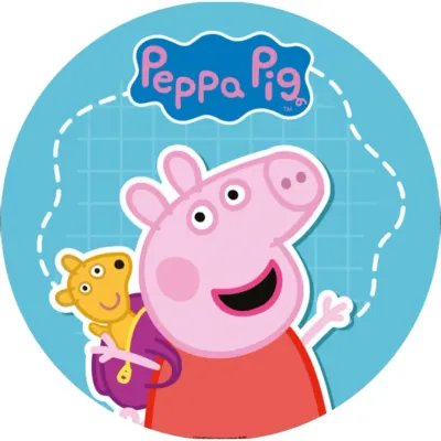 Prasátko Peppa – s medvídkem v batůžku – jedlý papír na dort