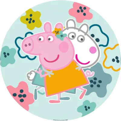 Prasátko Peppa – v objetí s ovečkou Suzy – jedlý papír na dort