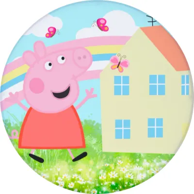 Prasátko Peppa – louka, domek a duha – jedlý papír na dort