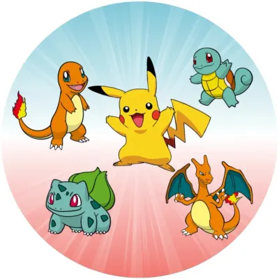 Pokémon – Pikachu, startéři a Charizard – jedlý papír na dort