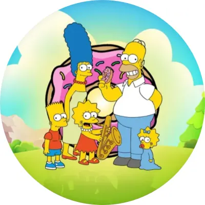 Simpsonovi – rodina na palouku u velkého donutu – jedlý papír na dort