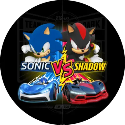 Sonic – souboj VS Shadow a závodní auta – jedlý papír na dort
