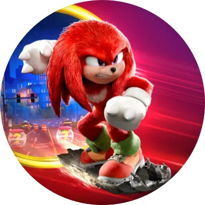 Sonic – červený Knuckles v nočním městě – jedlý papír na dort