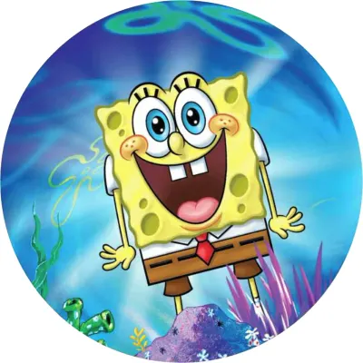 SpongeBob – v sytě modrém moři s korály – jedlý papír na dort