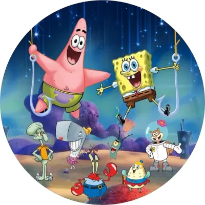 SpongeBob – na háčku s Patrikem a přáteli – jedlý papír na dort