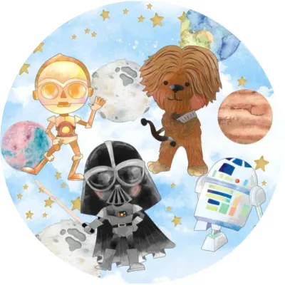 Star Wars – akvarelové postavičky a roboti – jedlý papír na dort