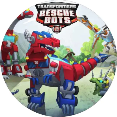 Transformers – Rescue Bots s dinosaury v přírodě – jedlý papír na dort