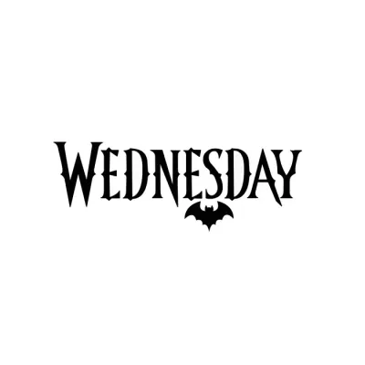 Wednesday – gotický nápis s netopýrem – jedlý papír na dort