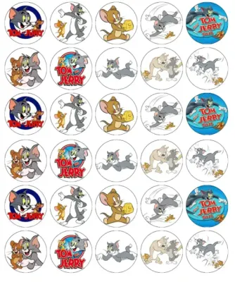 Tom a Jerry – na cupcakes – jedlá kolečka na cupcakes