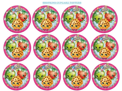 Shopkins na cupcakes – jablko, jahoda a sušenka – jedlá kolečka na cupcakes