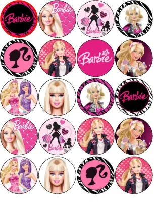 Barbie – bunda, siluety a zebří lem – jedlá kolečka na cupcakes