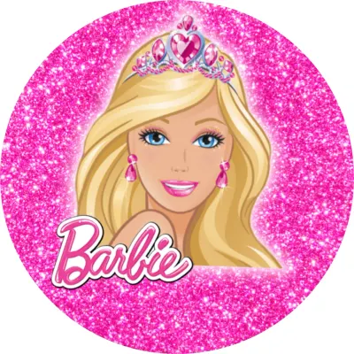 Barbie – portrét s korunkou a třpytkami – jedlý papír na dort
