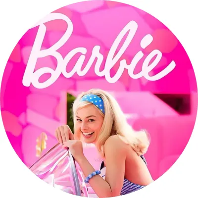 Barbie – za volantem růžového kabrioletu – jedlý papír na dort