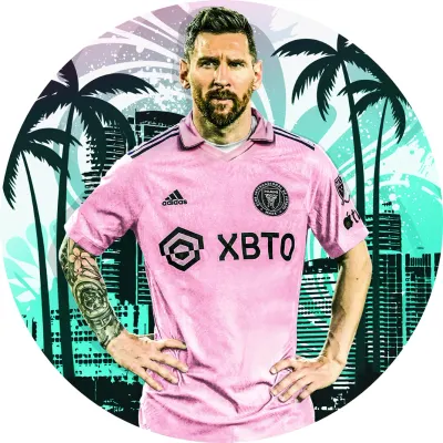 Lionel Messi – v Miami s palmami – jedlý papír na dort