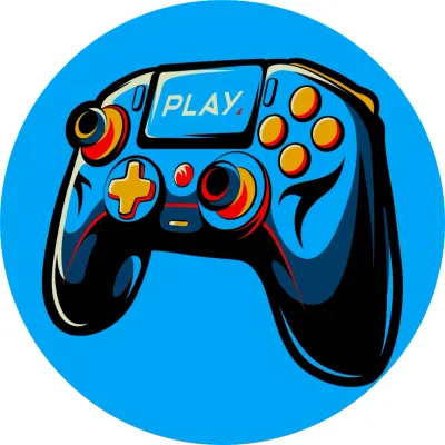 Gamer – černomodrý gamepad v modrém kruhu – jedlý papír na dort