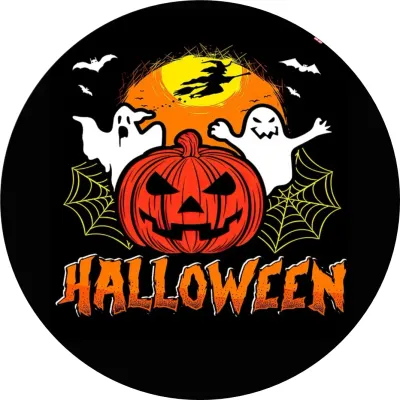 Halloween – čarodějnice u měsíce a dýně – jedlý papír na dort