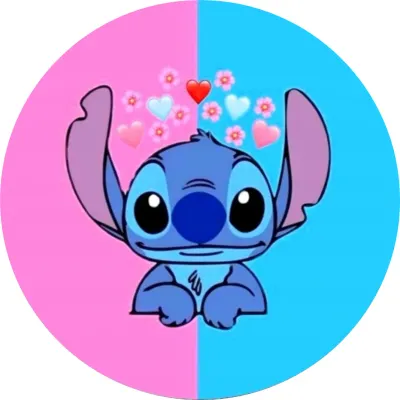 Lilo a Stitch – Stitch na růžovo-modrém pozadí – jedlý papír na dort