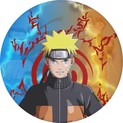 Naruto – modré blesky a symbol klanu – jedlý papír na dort