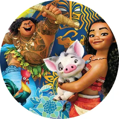 Odvážná Vaiana – Maui, Pua a kohout Heihei – jedlý papír na dort