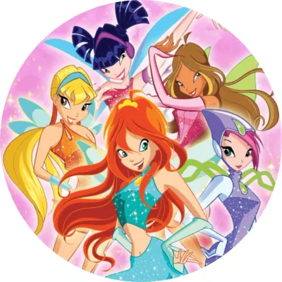 Winx – Bloom, Stella, Flora a parta víl – jedlý papír na dort